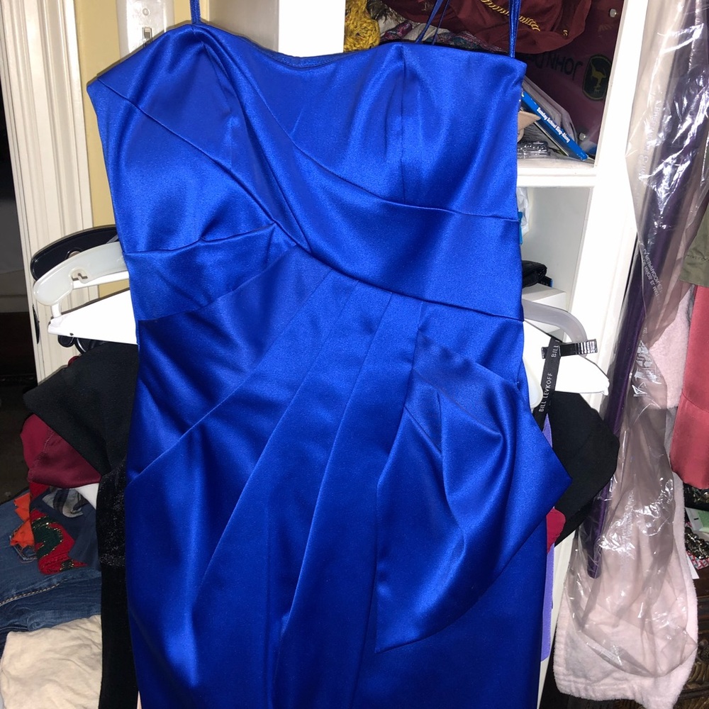 Max & Cleo blue satin cocktail dress, size 2